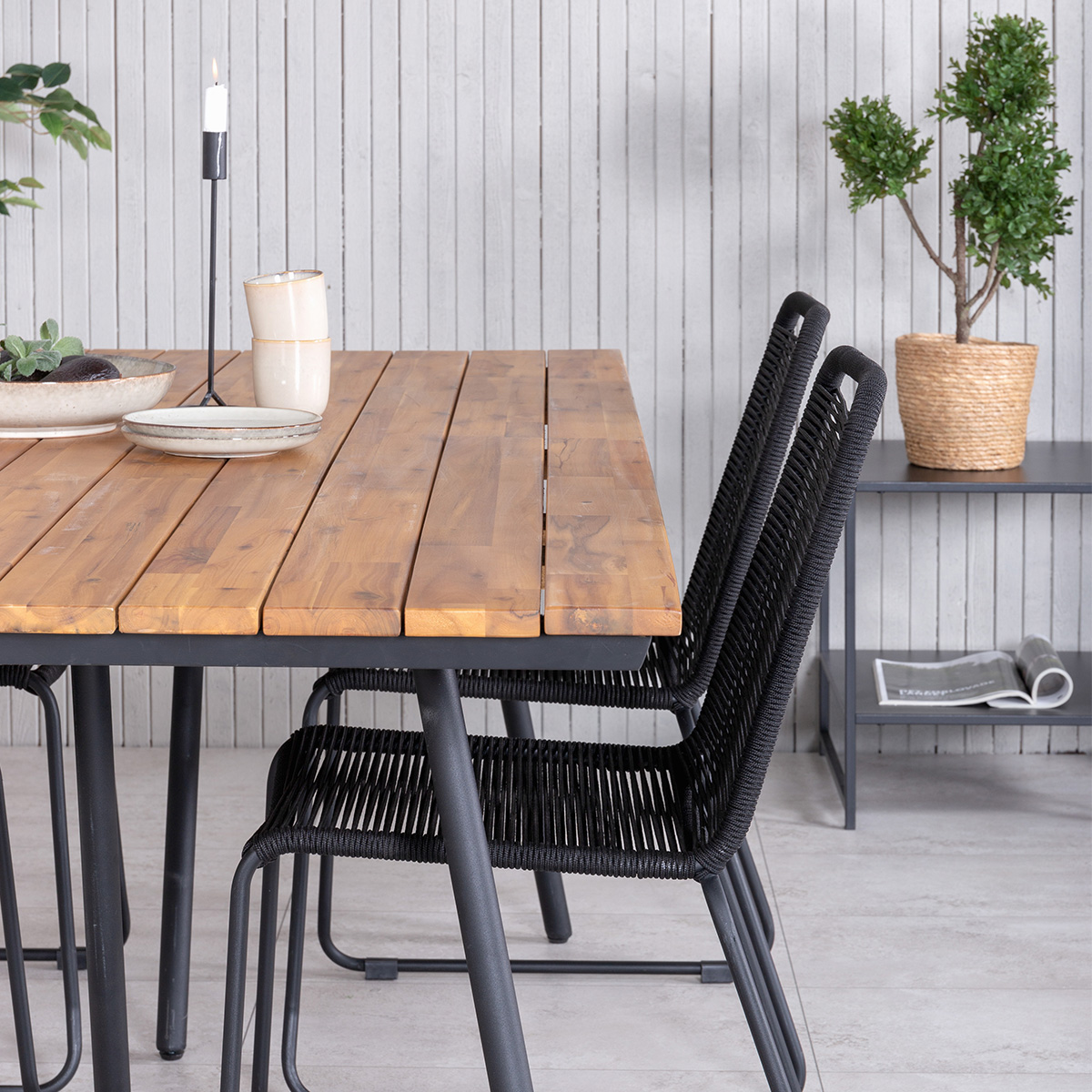 Tuintafel Joshua - met houten blad Zwart