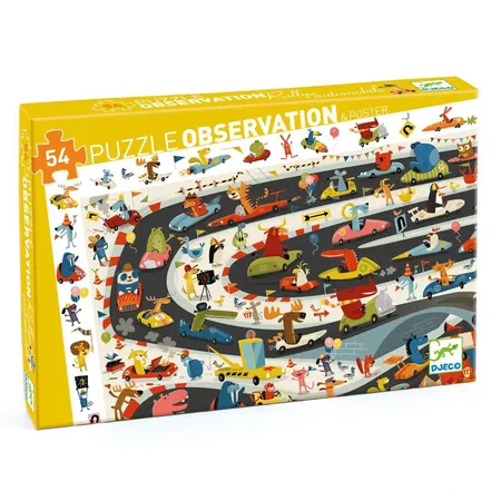 Djeco Wimmelpuzzle: Auto Ralley, 54 Teile
