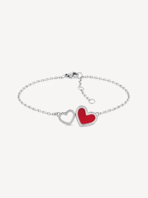 Pulseira de coração esmaltado com cristais