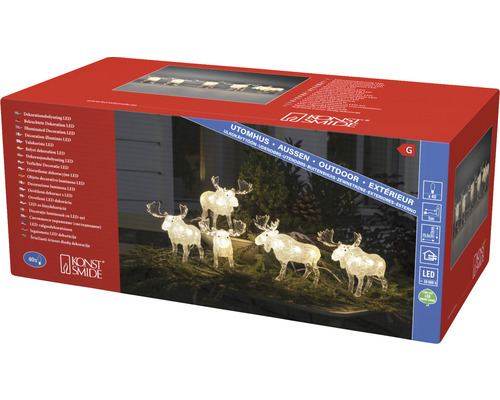 Set van 5 lichtgevende figuren Konstsmide LED acryl eland, 40 LED's, warm wit licht