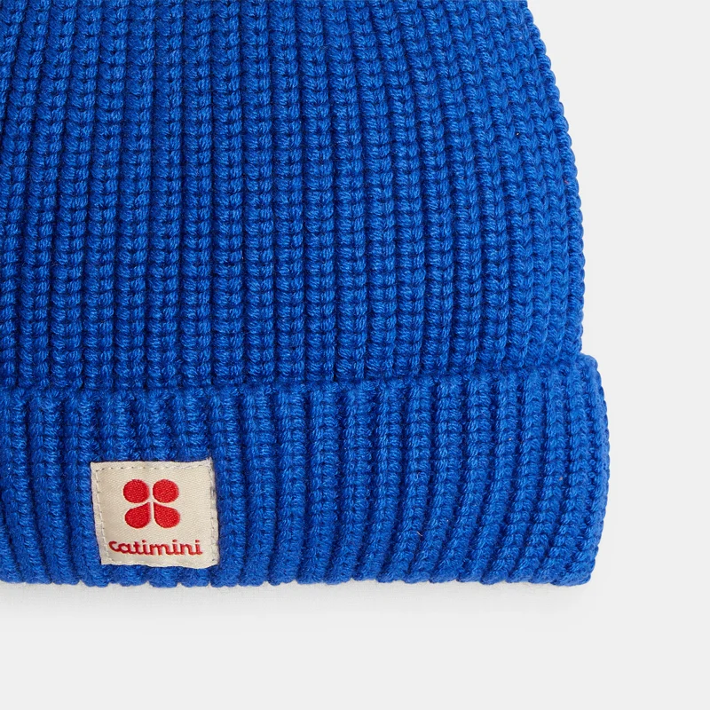 Bonnet bébé en maille tricot bleu azulejos Catimini Bleu