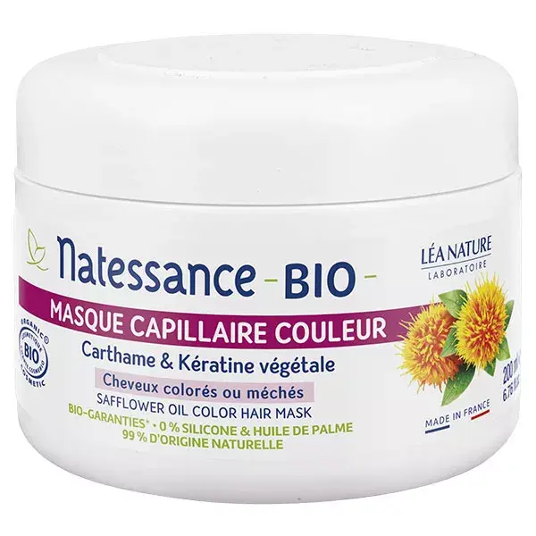 Máscara de coloração capilar orgânica Natessance com cártamo e queratina vegetal 200ml
