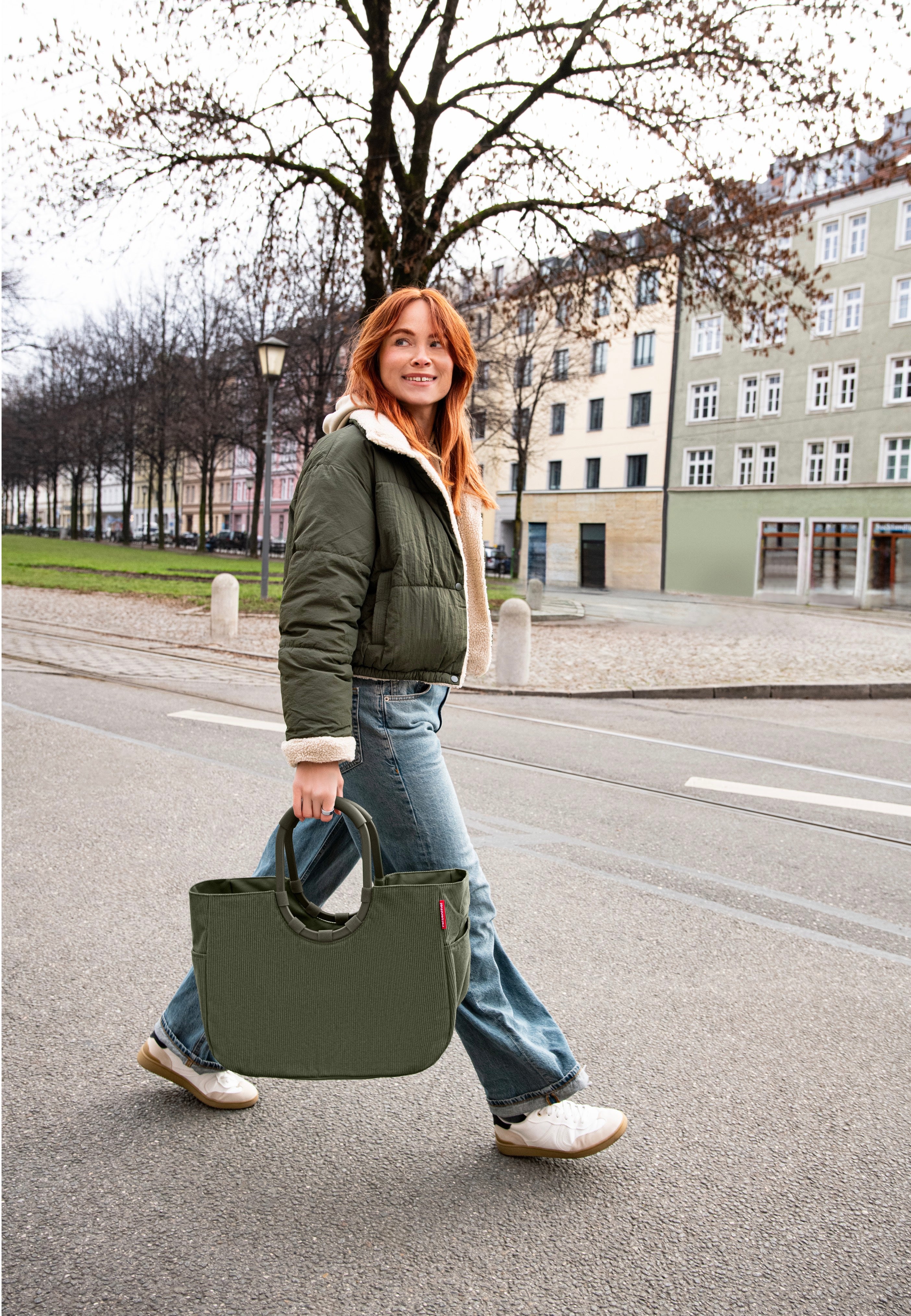 Loopshopper L Cord Dark Matcha - Einkaufskorb