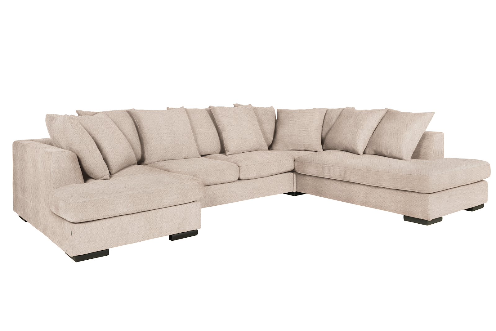Paso Doble Night U-sofa Divan høyre, 2-seter og Åpen ende venstre, hjørne,. I tekstil Mito Beige, EU komfort med sort treben 5cm, Promotion 1