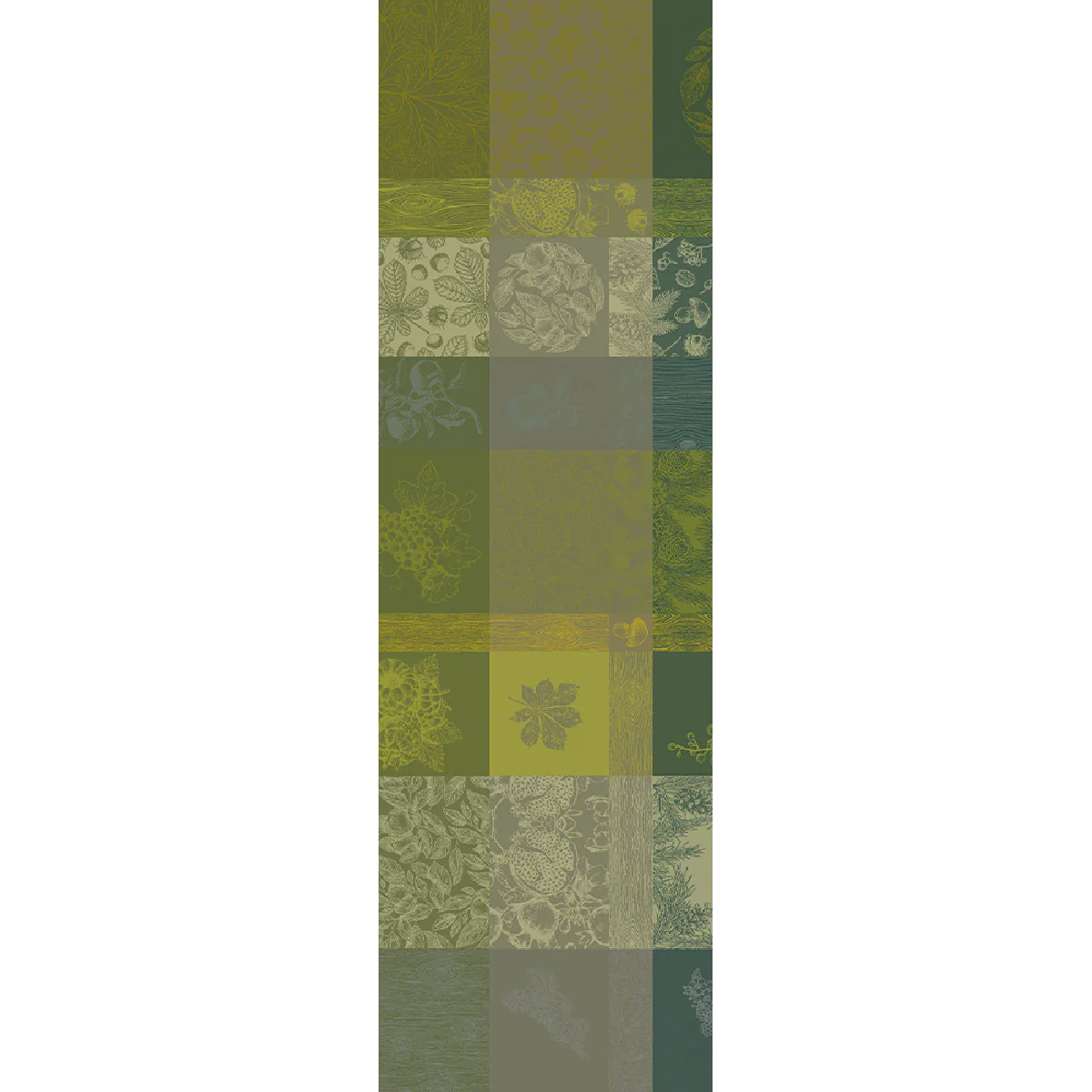 Chemin de table pur coton vert 55X180 Garnier Thiebaut