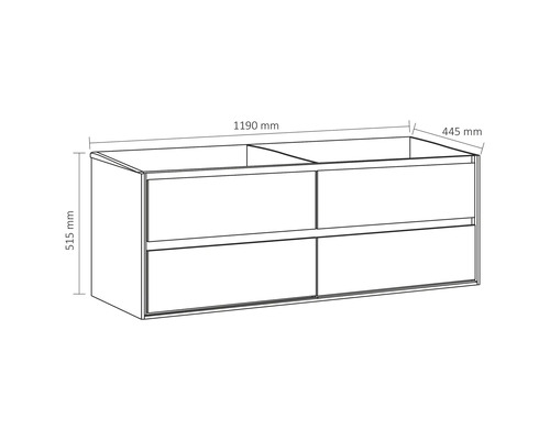 Wastafelmeubel Verschil Providence BxHxD 119 x 51,5 cm x 44,5 cm Frontkleur wit