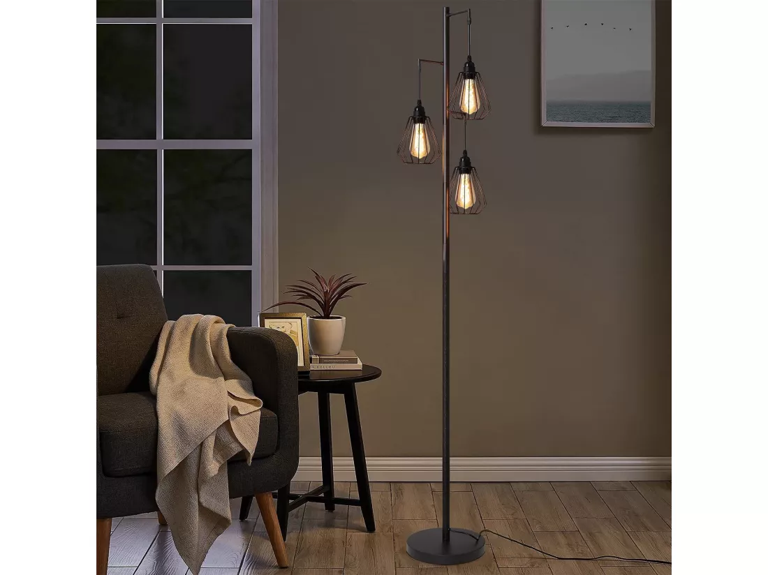 NETTLIFE Lampadaire Salon Lampadaire Vintage Noir - Vintage E27 Design Lampadaire Industriel 163CM Métal Chambre Lampadaire