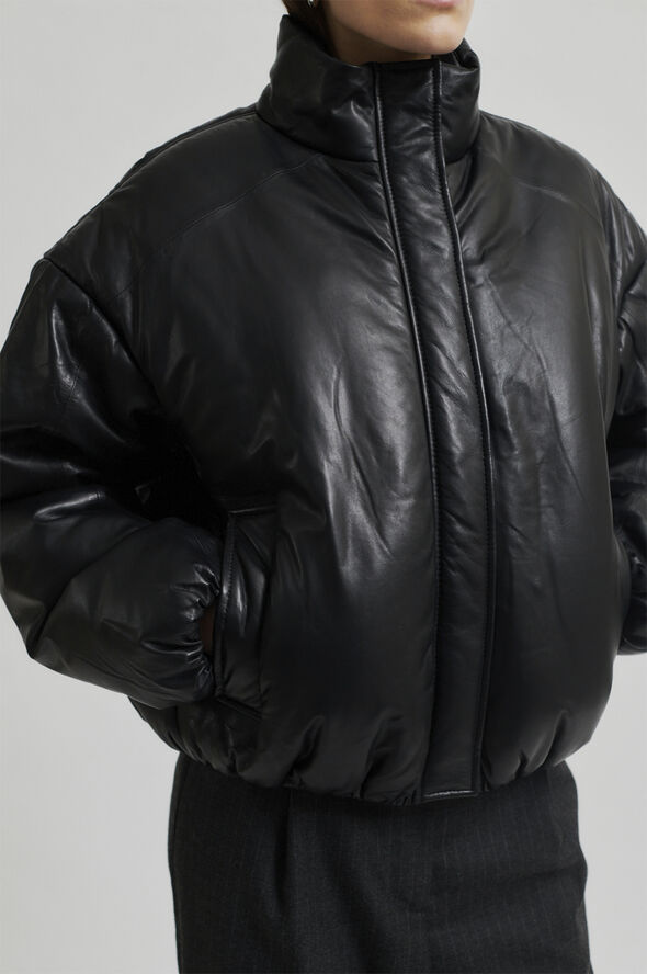Second Female Harlow Leather Bomber Jacket Black