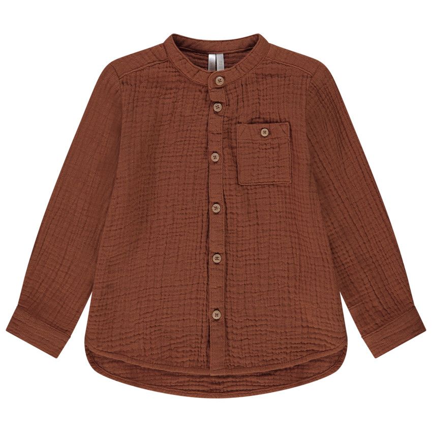 Chemise manches longues en tetra pour bébé garçon - Marron