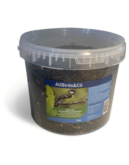 Allbirds&Co Zwarte Zonnebloempitten In Emmer - Tuinvogelvoer - 2 kg