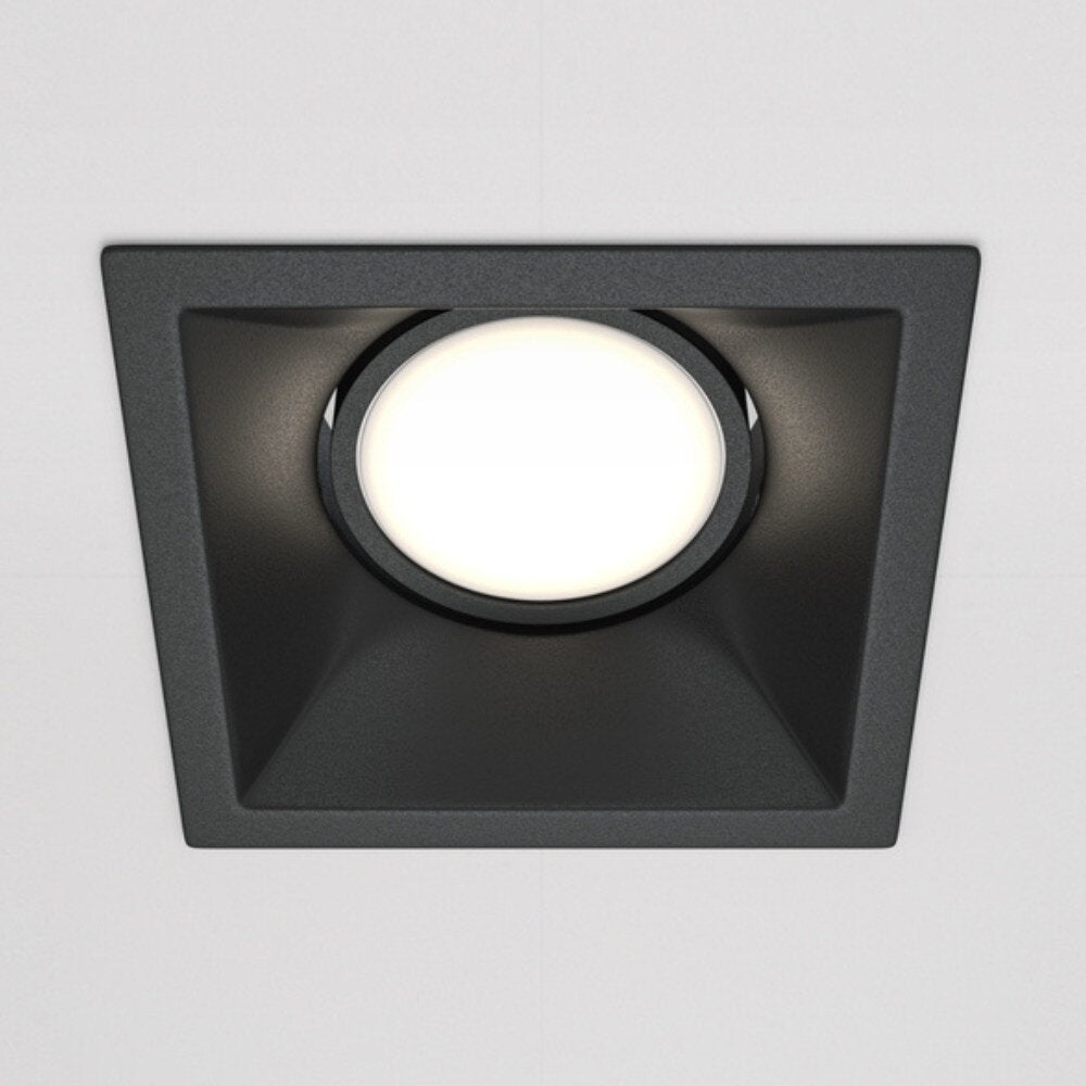 Dot inbouwplafondlamp in zwart, GU10, vierkant, 90mm, IP20