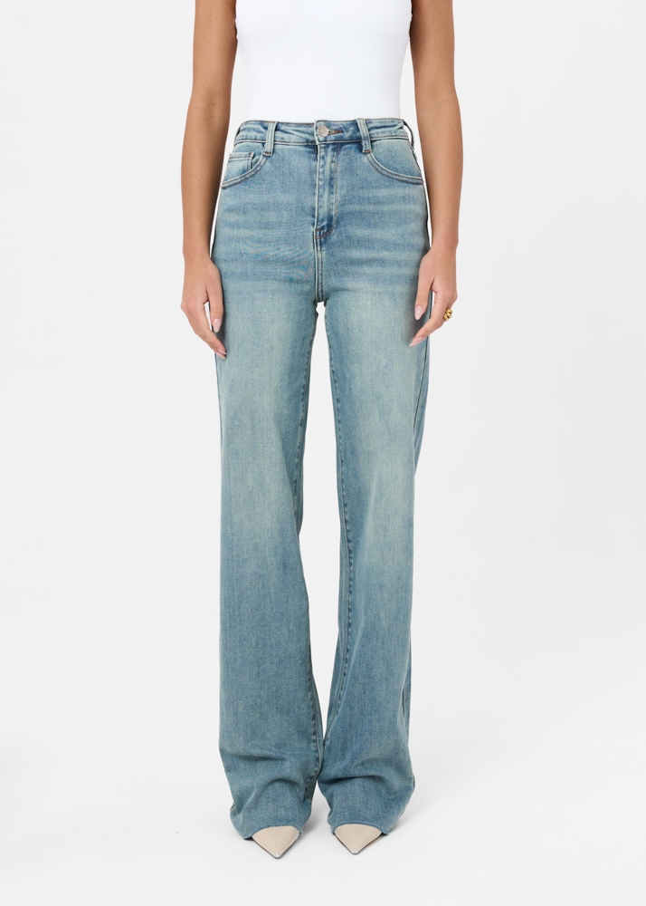 Straight leg stretch jeans smokey blauw