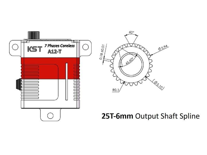 KST Flächenservo A12-T 20.4 kg Digital HV Digitalservo mit 7-Phasen Coreless Motor