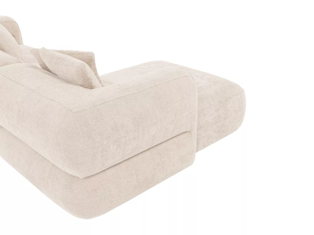 Canapé d'angle gauche en tissu texturé beige TREVALIS