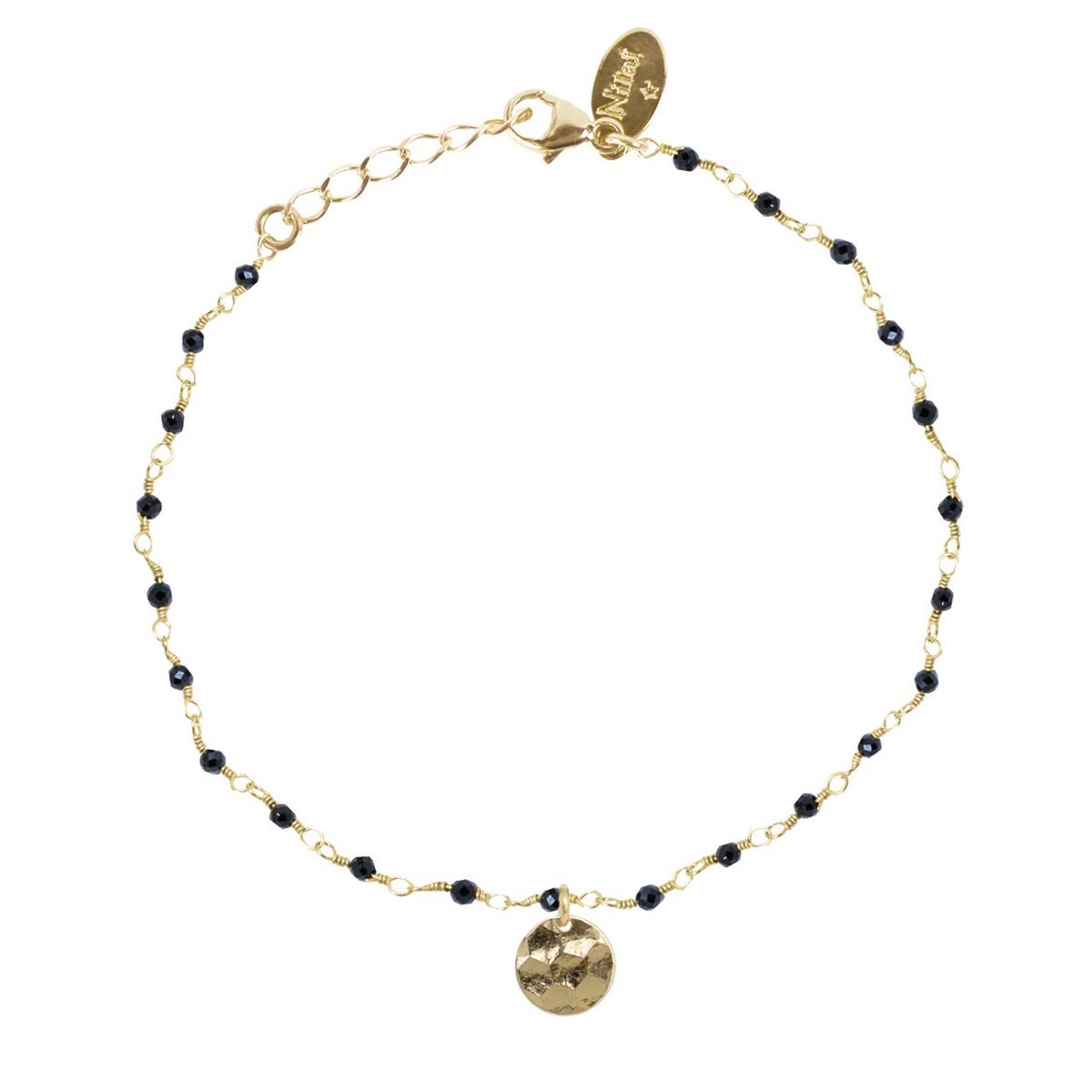 Bracelet pierre spinelle noire or fin 24k MINI STONES