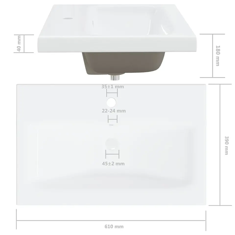 vidaXL - Wastafelkast En Wastafel - Zwart - Bewerkt hout - 60 x 38.5 x 46 cm