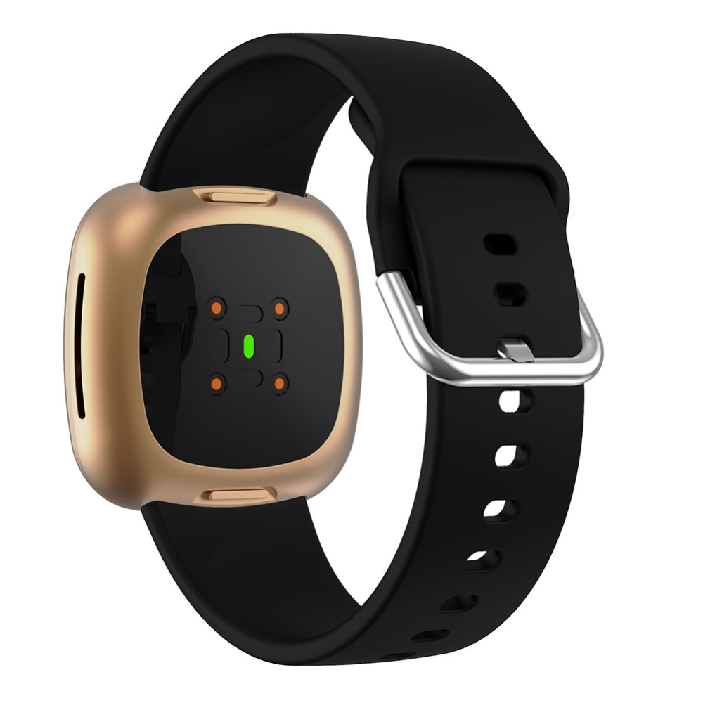 Fitbit Versa 4 / Versa 3 / Sense 2 / Sense Silikon Sport Armband mit Dornschliesse (Gelenkumfang 152-218mm) - Schwarz