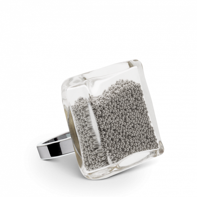 Bague en verre soufflé - Carré Medium Billes