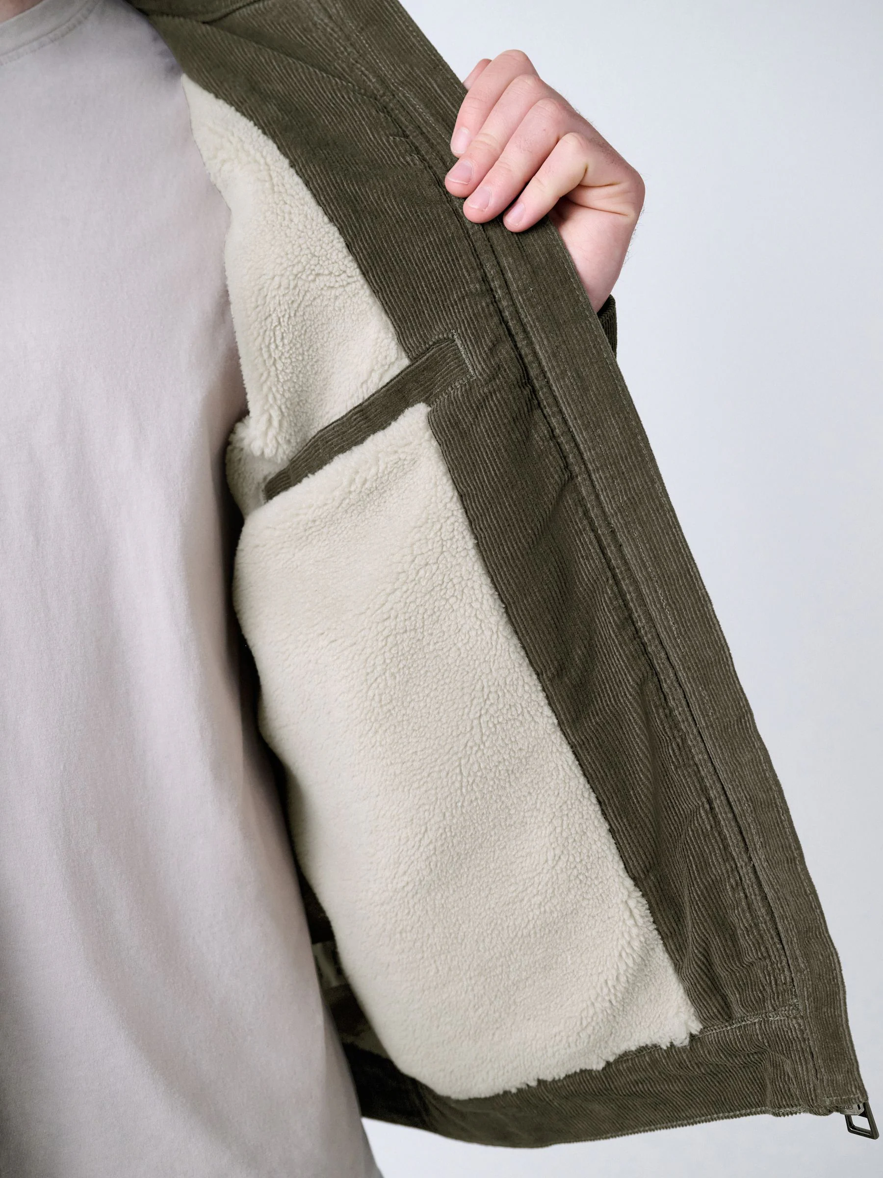 Paddenstoelbruin - Corduroy Borg Lined Jacket