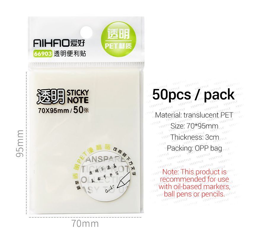 Schattige essentials - Transparante plaknotitie