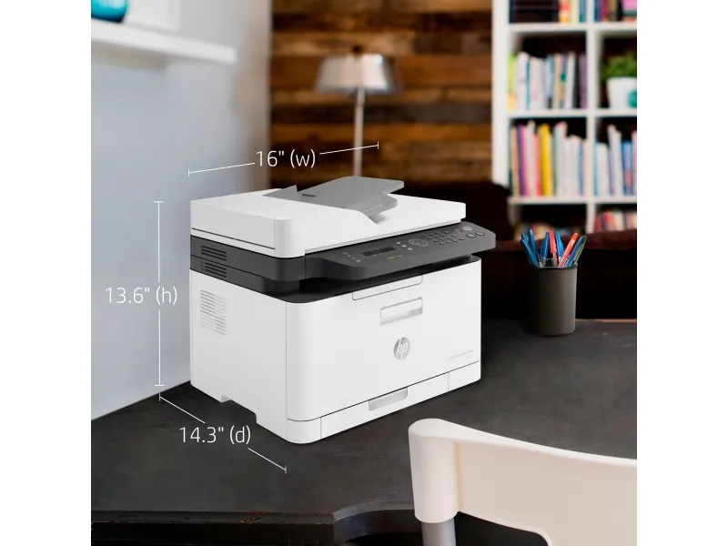 HP Color Laser MFP 179fnw - Multifunktionsprinter - farve - laser - A4 (210 x 297 mm) (original) - A4/Letter (medie) - op til 14 spm (kopiering) - op til 18 spm (udskriver) - 150 ark - 33.6 Kbps - USB 2.0, LAN, Wi-Fi(n)