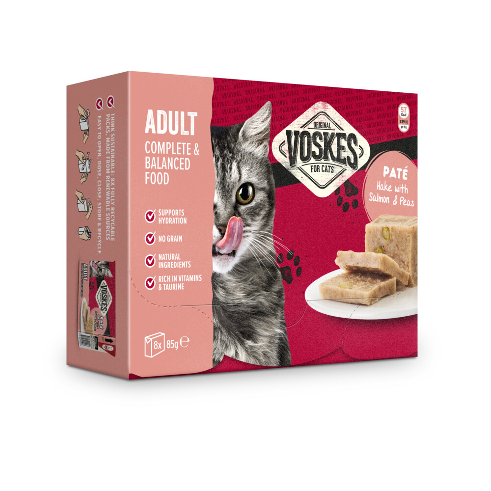 Voskes Paté Adult Heek met Zalm & Erwtjes8 x 85 gr