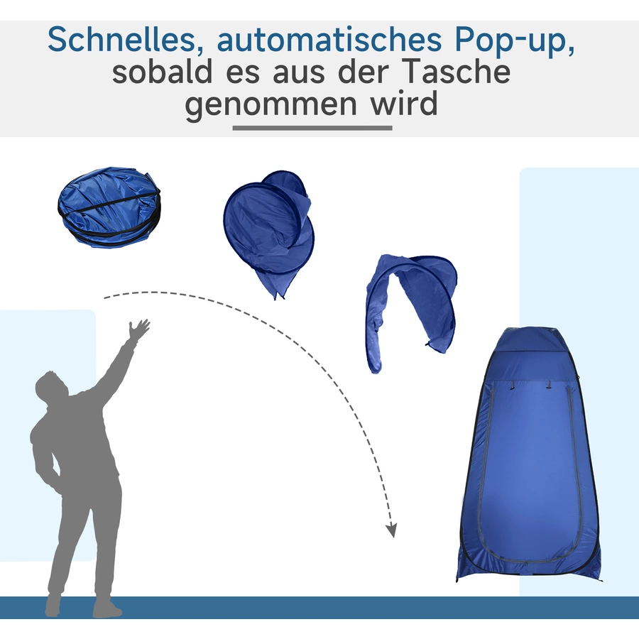Outsunny Pop-Up Duschzelt mit Innentasche dunkelblau