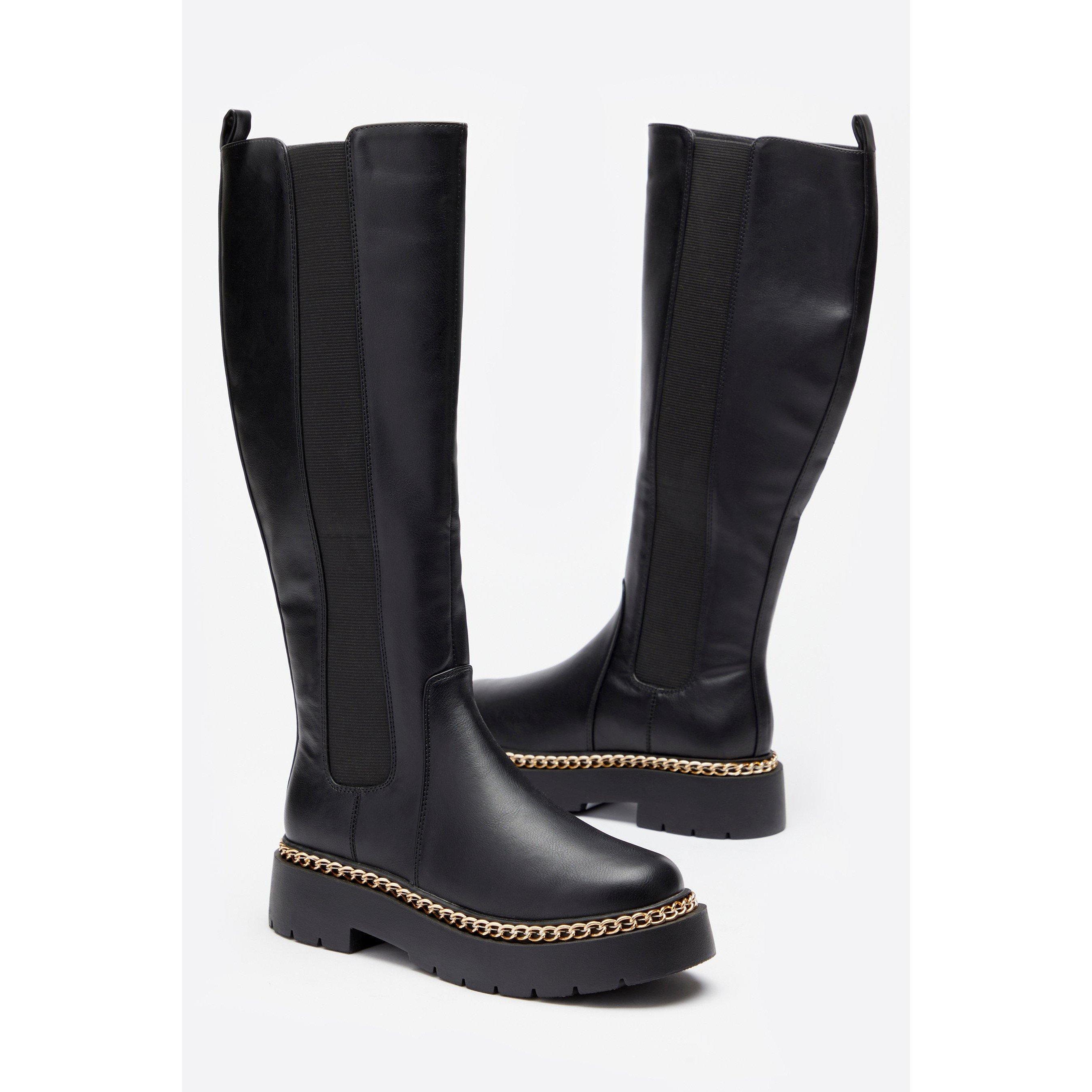 Be You Studio Chain Detail Tall Strech Calf Boot