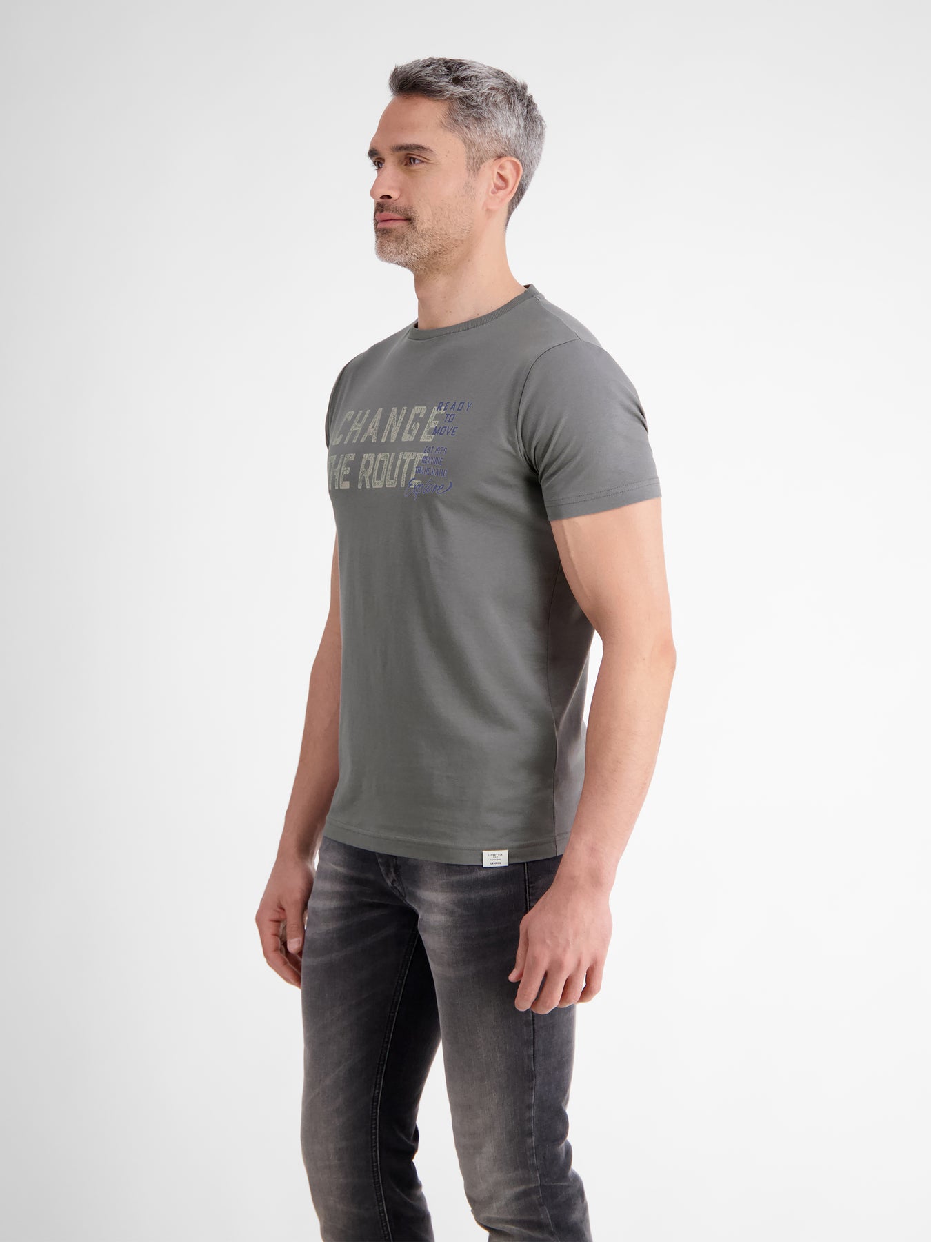 Unifarbenes T-Shirt mit Print