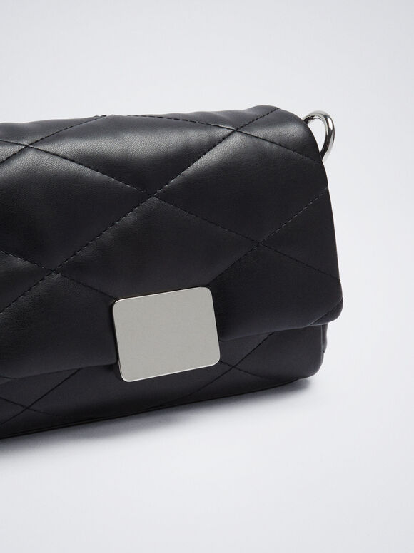 Bolsa matelassada com corrente - Preta