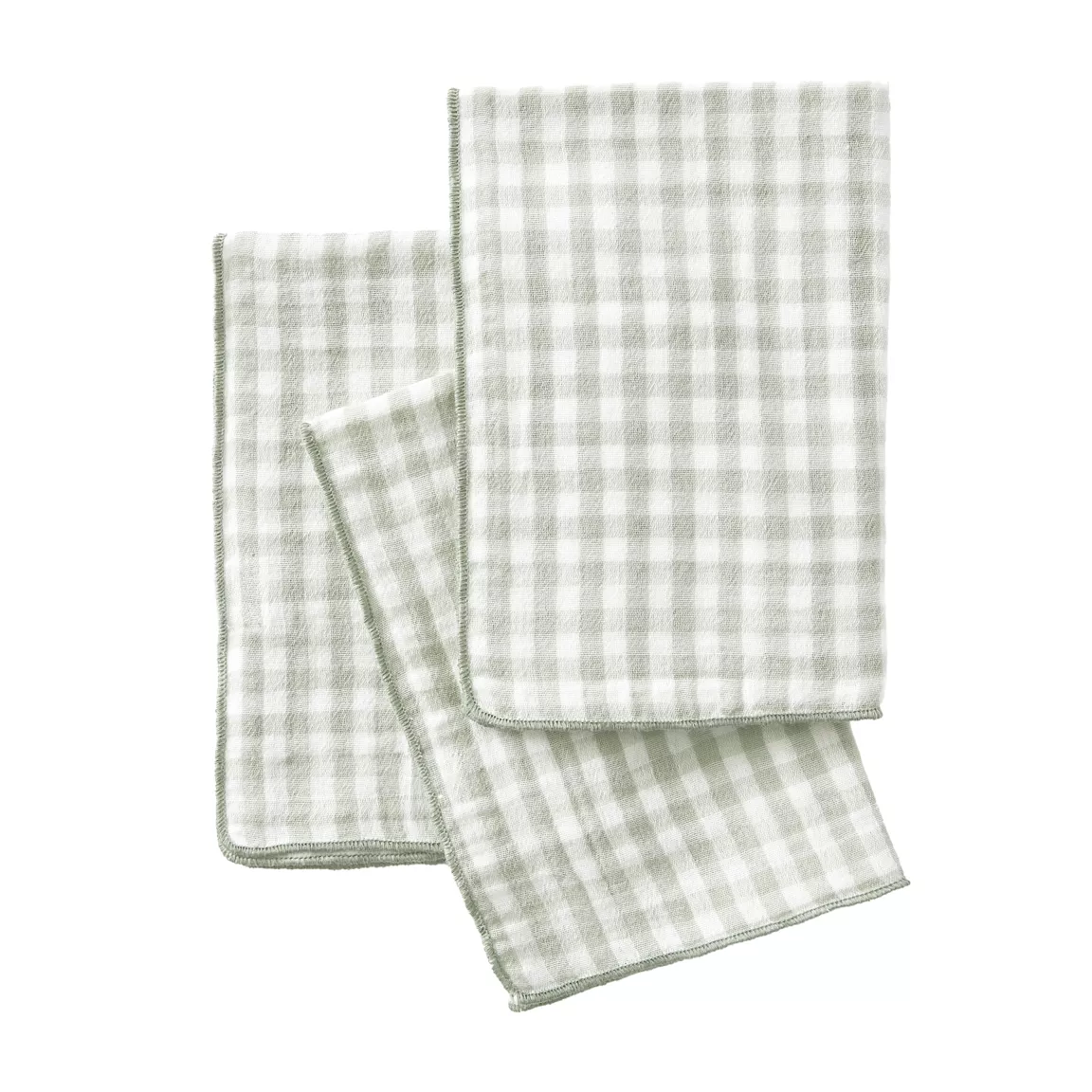 Lot de 3 serviettes gaze de coton (40 x 40 cm) Vickie Vert eucalyptus
