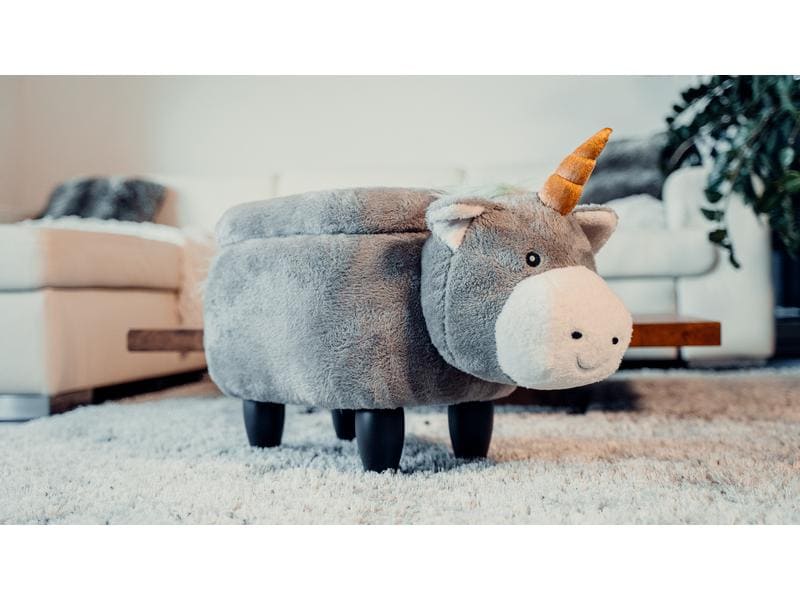 zoosy Kinderhocker Einhorn Enea Grau Hocker in Einhornform