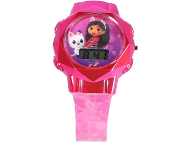 Waldmeier LCD Uhr Geschenkset Gabbys Doll Blau/Lila Leuchtende Kinderuhr mit digitaler Anzeige