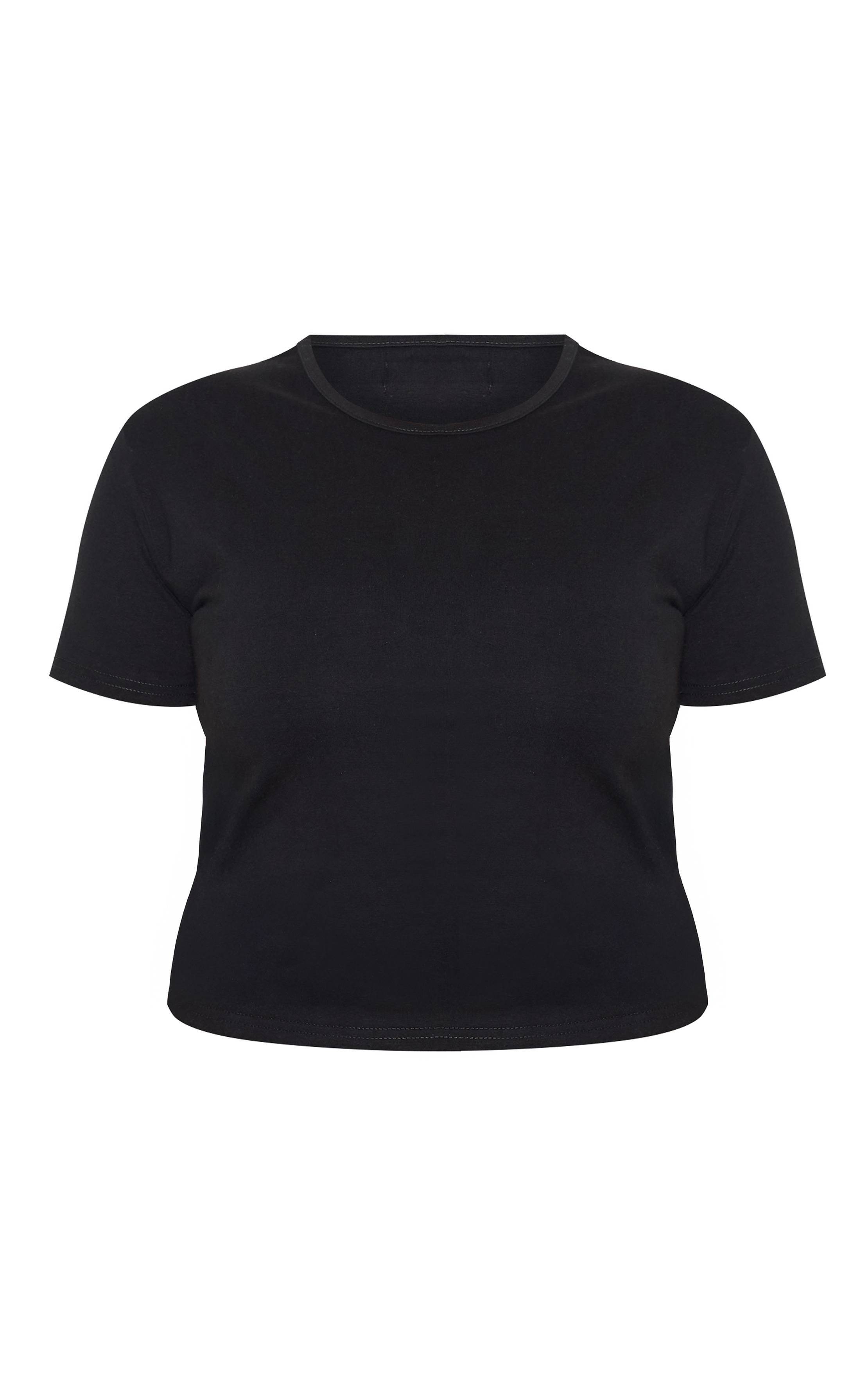 Noir Délavé T-shirt Premium En Coton À Manches Courtes Plus Basic