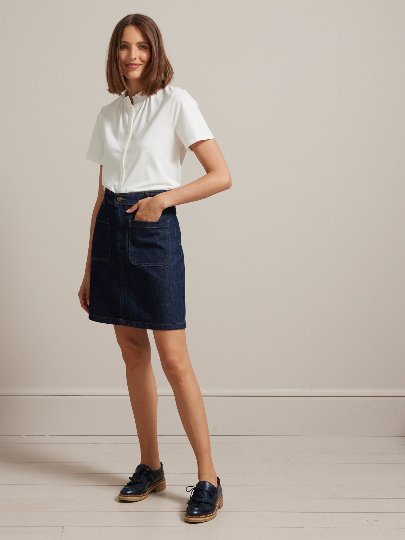 T-shirt femme col smocké - Coton biologique