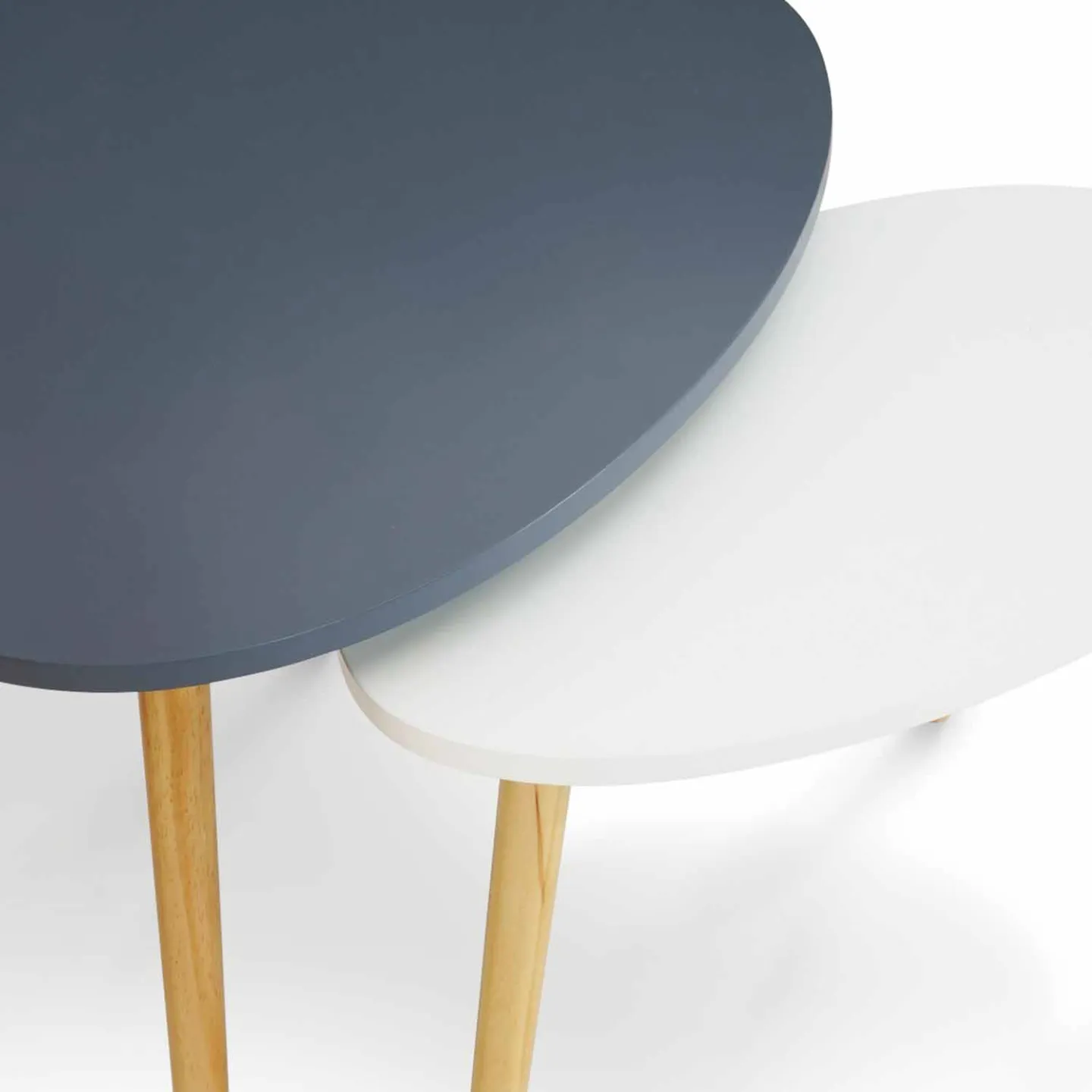 Lot de 2 tables basses gigognes GAIA laquées blanc gris scandinave