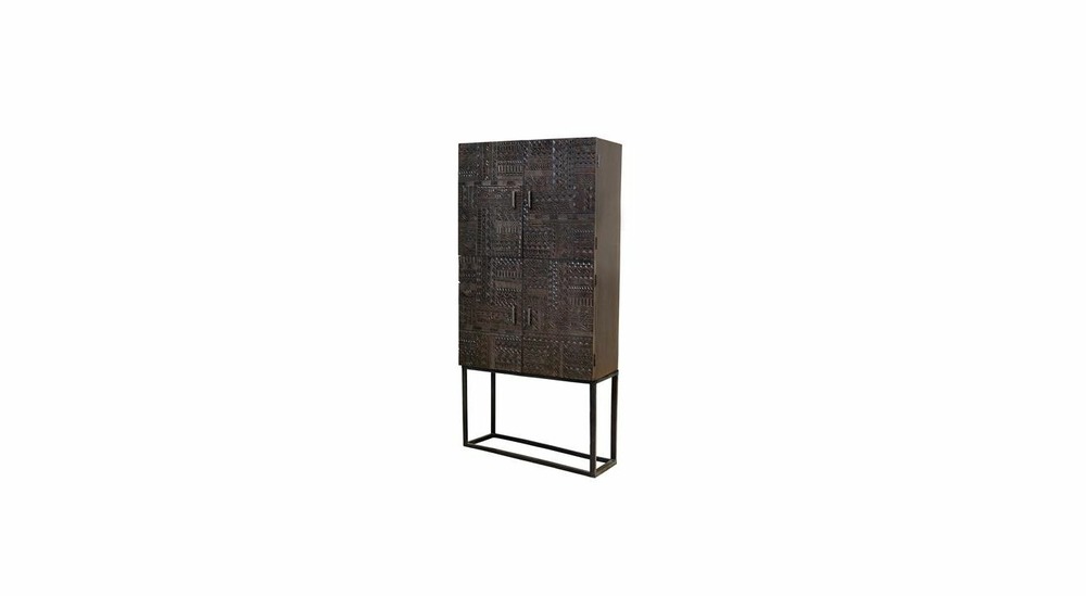 Bahut bois, fer marron 90x40x176cm - bois-fer