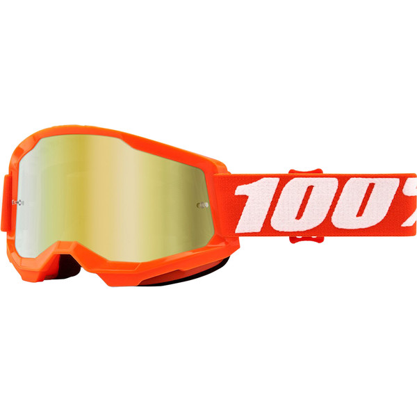 100% - Masque Strata 2 - Ecran Mirror - 2021 Orange / Blanc / Iridium