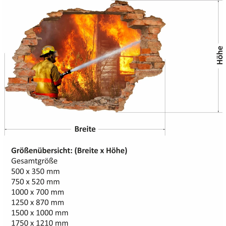 Nikima Wandtattoo 054 Feuerwehr - Loch in der Wand in 6 vers. Größen bunt