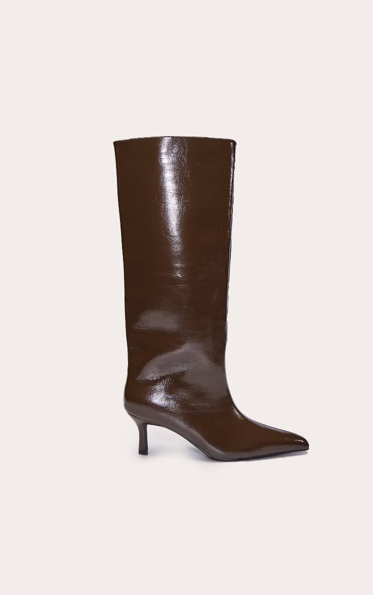 Vert Olive Botte Haute À Talon Bobine En Synthétique