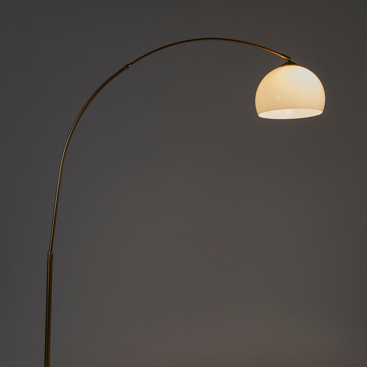 Smart booglamp messing met witte kap incl. Wifi A60 - Arc Basic
