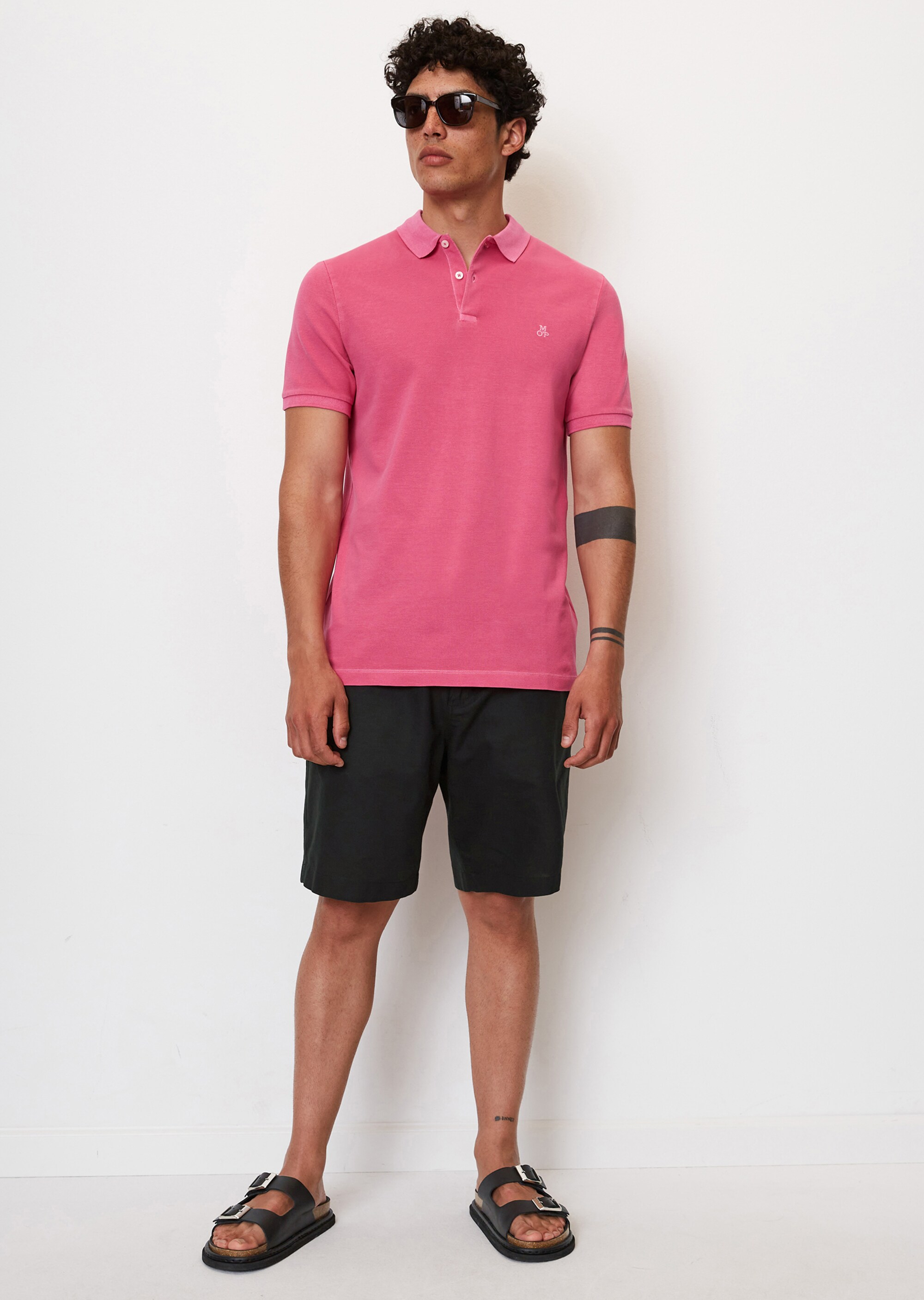 Kurzarm-Poloshirt Piqué shaped aus Organic Cotton-Stretch