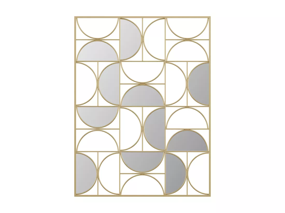 Miroir art déco déstructuré en métal - L.77 x H. 102 cm - Doré - TAYAN