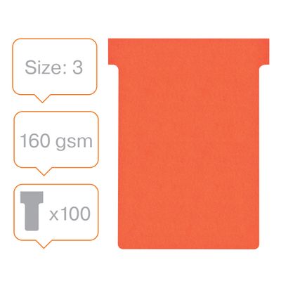 Nobo - 100 Fiches en T - Taille 3 - rouge