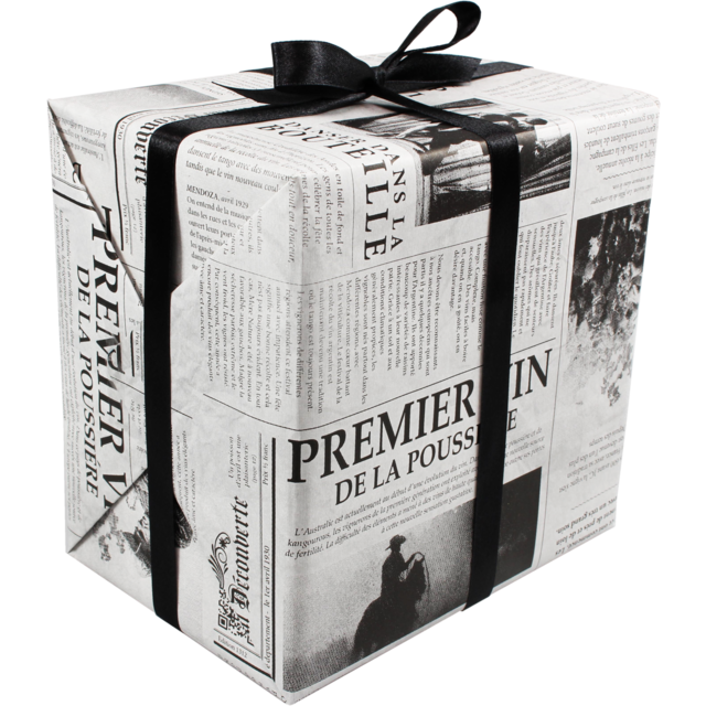 Cadeaupapier, 50cm, 200m, Le journal, zwart/wit