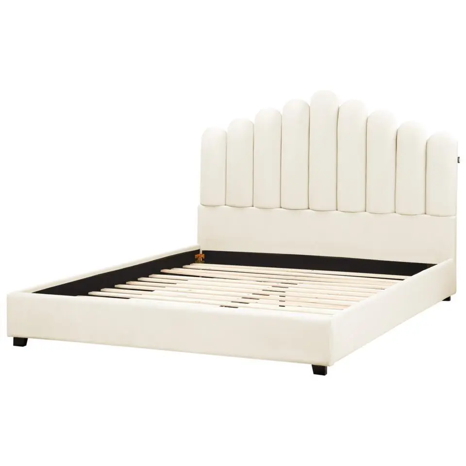 VINCENNES - Bed - Gebroken wit - 140 x 200 cm - Fluweel