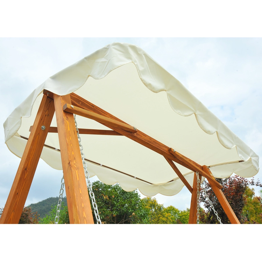 Outsunny Hollywoodschaukel als 3-Sitzer cremeweiß, natur