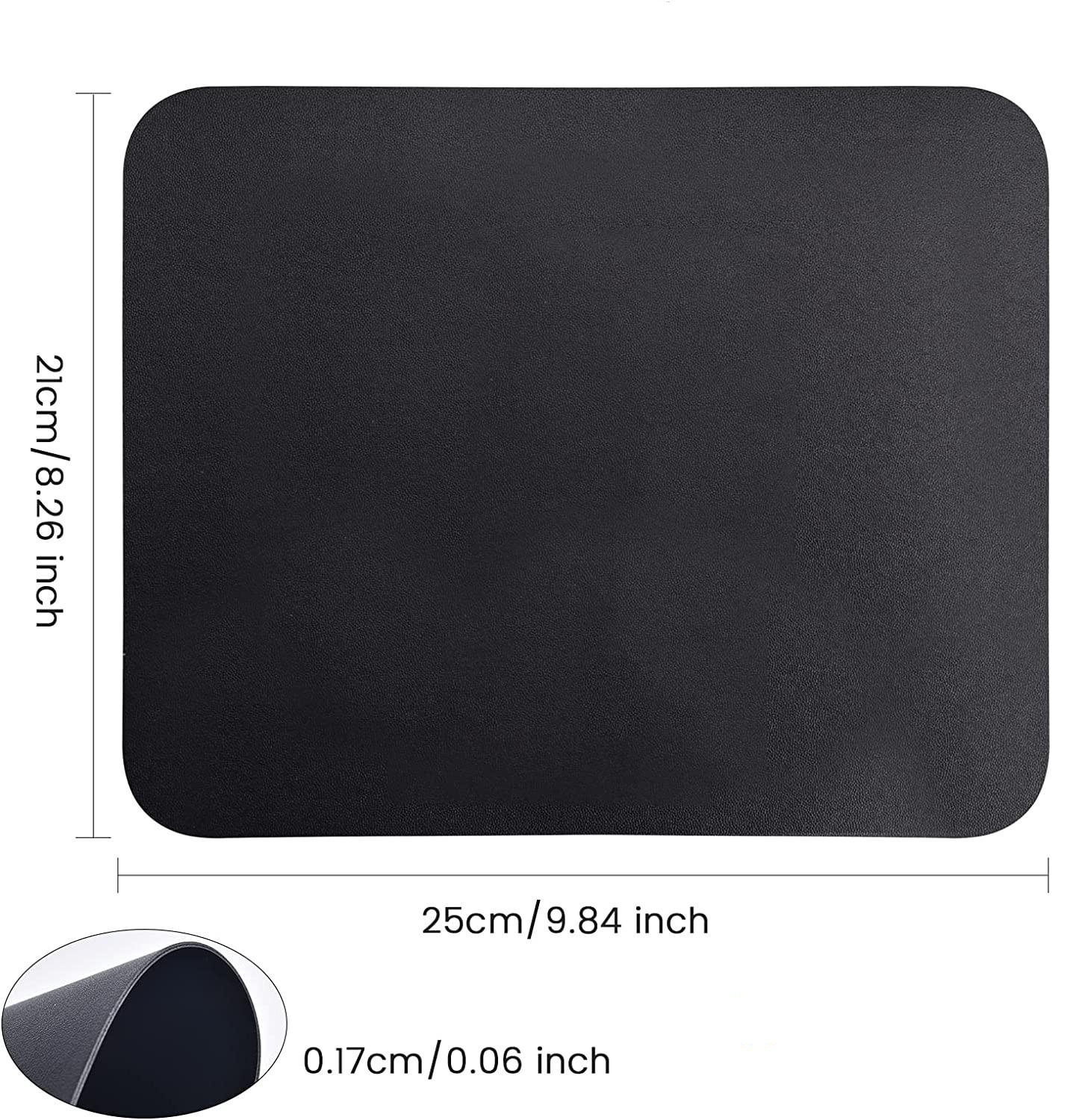 (2er Set) Doppelseitiges Leder Mauspad Wasserfeste Mausmatte (21x25cm) - Schwarz