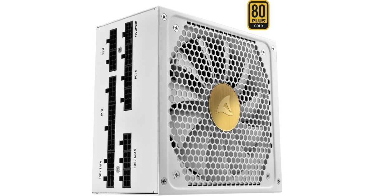 SharkoonRebel P30 Gold White modulaire 1000 watt voeding   (Wit, 1x 12VHPWR, 4x PCIe)