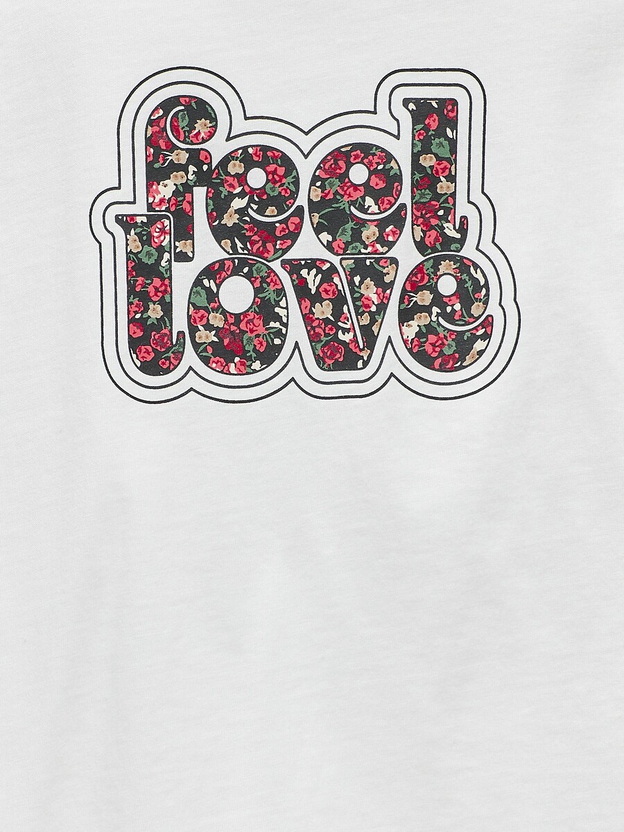 SOMENTE PARA CRIANÇAS<br>Camiseta de manga curta com estampa floral que transmite bem-estar